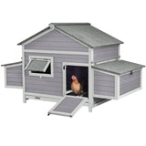 Chicken Coop Outdoor Hen House Duck Coop Rabbit Hutch Wooden Poultry Cage with 3 Perches,2 Sides Large Nesting Boxes GUTINNEEN