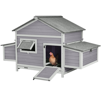 Chicken Coop Outdoor Hen House Duck Coop Rabbit Hutch Wooden Poultry Cage with 3 Perches,2 Sides Large Nesting Boxes - WoodArtSupply