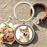 Dog Hair Keepsake Keychain – Dog Fur Locket, Stainless Steel Pet Fur Memorial Keychain with Heart & Bone Charms, Sympathy Gift for Dog Lovers