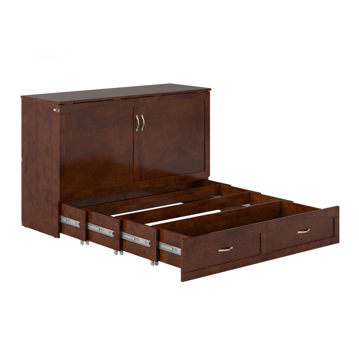 AFI, Marion Queen Wood Murphy Bed Chest with 6" Mattress, Storage Drawer, & Built-in Charger, Walnut AFI