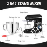 Kitchen in the box Stand Mixer, 6.5QT 660W Electric Kitchen Mixer, 6-Speed Tilt-Head Food Mixer with Dough Hook, Wire Whip, Beater, Dishwasher Safe (Black) Kitchen in the box