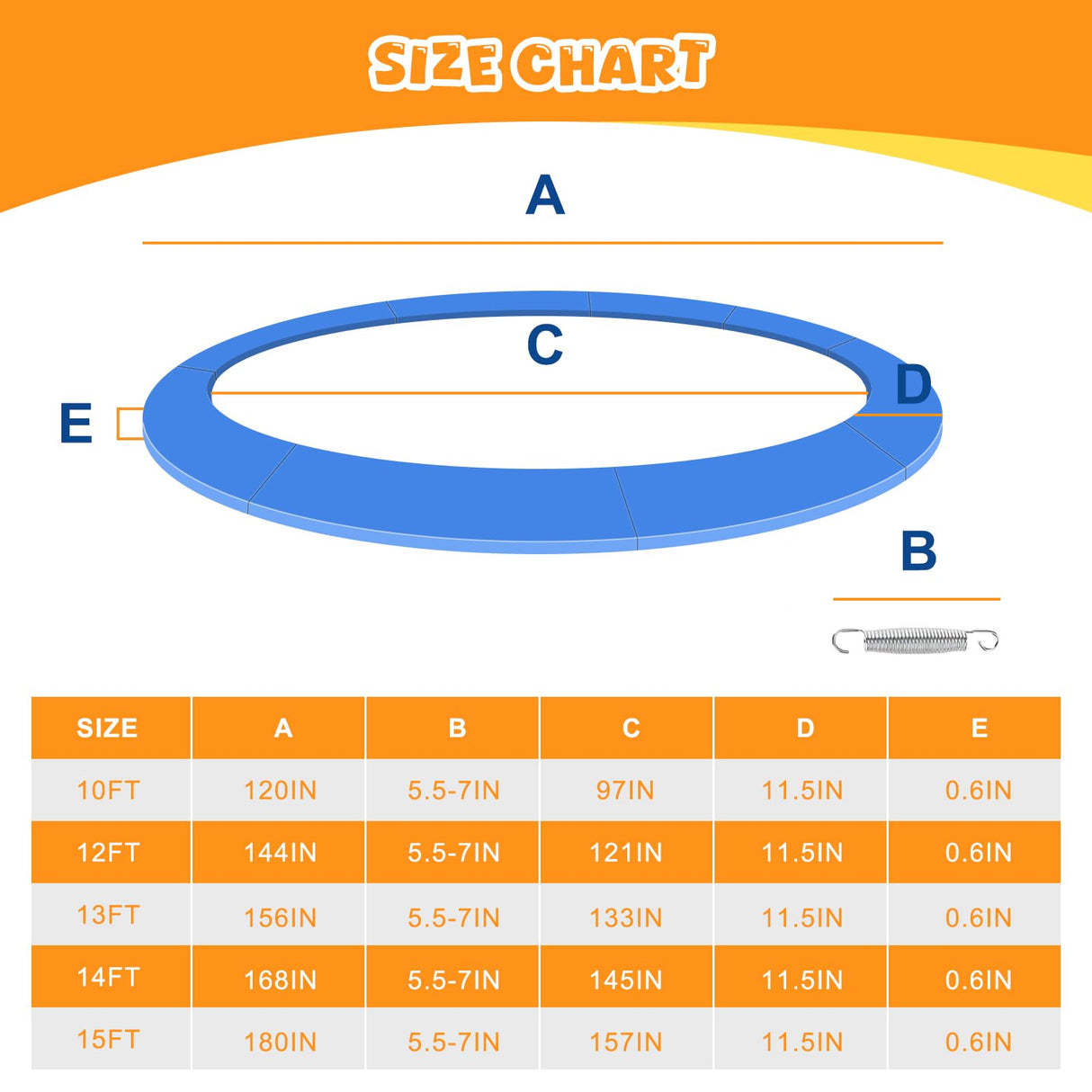 Trampoline Pad Replacement 12 FT Trampoline Replacement Safety Pad 12FT Trampoline Spring Cover Waterproof UV Resistant Tear Resistant Surround Spring Foam Cover for Round Frame No Hole for Pole Black ULTRAPOWER SPORTS