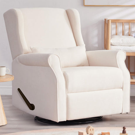 Eiayeebil Nursery Swivel Glider Recliner,Rocking Chair Nursery with Footrest,Rocking Recliner Chair for Nursery,Glider Rocker Recliner for Living Room & Bedroom,Beige Eiayeebil