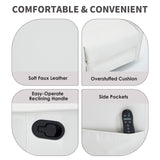 Trustyue Swivel Rocker Recliner Chair, 360° Swivel Recliner with Heat and Massage, Rocker Recliner Upholstered Fabric Nursery Glider Recliner Chair with Side Pockets for Living Room PU White Trustyue