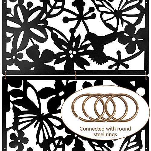 ANMINY 24 PCS Hanging Room Divider Flower Carving Pattern Panels Decorative Wall Screen Panel Hollow Out Design for Living Dining Room Kitchen Bedroom Office Bar Restaurant Home Hotel Decor - Black ANMINY