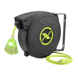 Flexzilla Retractable Extension, 14/3 AWG SJTOW, 50', Grounded Triple Tap Outlet Electric Cord Reel, ZillaGreen, FZ8140503 Flexzilla