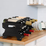 Pumtus 2-Tier Wine Rack, 8 Bottles Wood Countertop Wine Storage Shelf, Tabletop Freestanding Wine Organizer, Space Saving Wine Display Stand, Wine Holder for Cabinet, Pantry, Bar, Kitchen, Cellar Pumtus