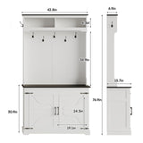 Maupvit Farmhouse Narrow Coat Rack with Shoe Storage, 12 Shoe Cubbies & 7 Coat Hooks, Entryway Furniture with Hall Tree, Ideal for hallways, Living Rooms and Mudrooms, White Maupvit