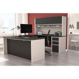 Bestar Connexion U-Shaped Workstation with Three Drawers, 72W, Slate/Sandstone Bestar