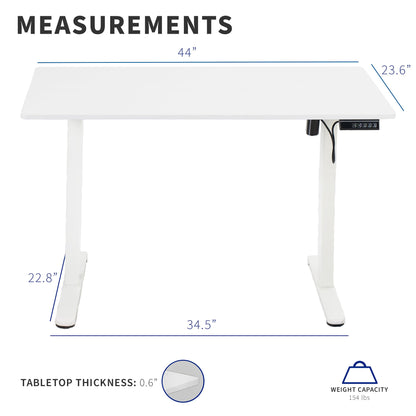 VIVO Electric Height Adjustable 44 x 24 inch Sit Stand Up Desk, Memory Controller, White Top White Frame, DESK-E144W