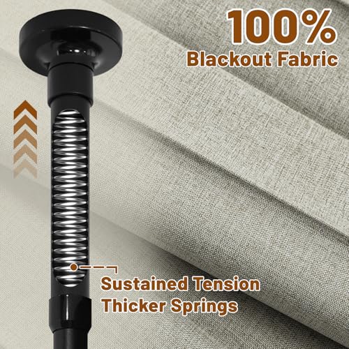 AJAZZ Privacy Curtains for Room Divider with Blackout & Soundproof (Grey, W100 x L84 in, 1 Panel)+ No Drill Curtain Rods(H) 43-120×(W) 35-100 in, Wall Divider for Bedroom/Studio/Office Curtain AJAZZ