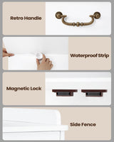 Hzuaneri Cat Litter Box Enclosure with Handles, Hidden Litter Box Furniture with Removable Partition, Wooden Pet House Side End Table, for Living Room, Bedroom, White CB05703X Hzuaneri