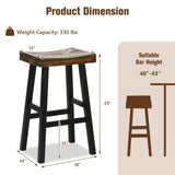 Giantex Bar Stools Set of 4, 29" Bar Height Saddle Stools, Bar Dining Chairs with Rubber Wood Frame & Footrest, Backless Barstools for Kitchen Island, Dining Room, Pub, Rustic Brown Giantex