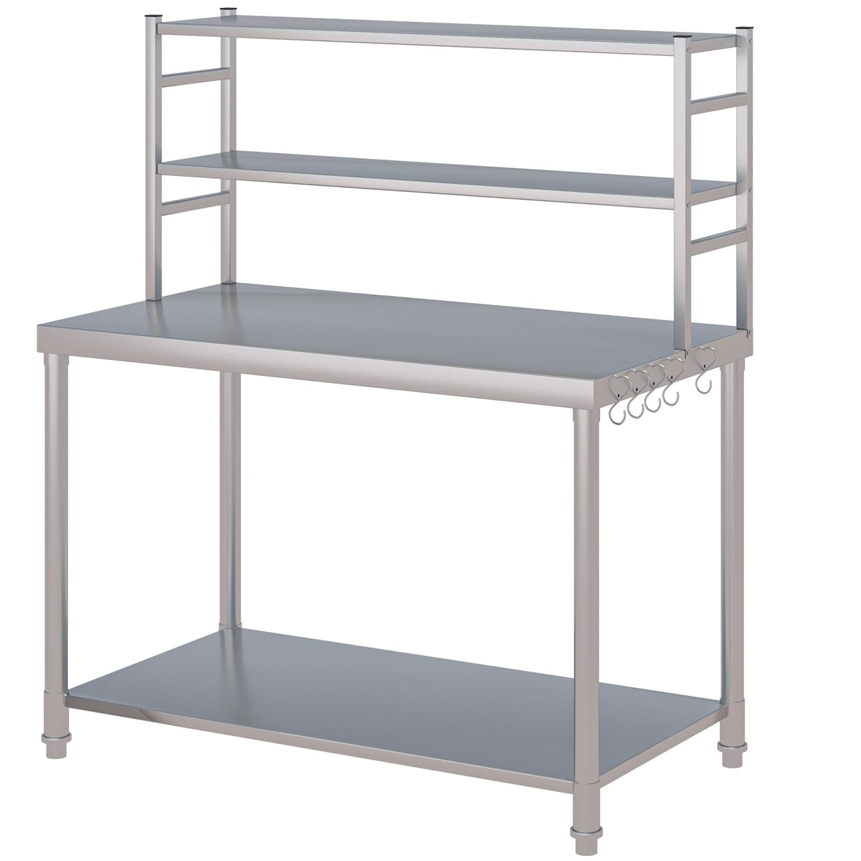 JFHID Stainless Steel Table with Overshelves 48"x24" with 2 Adjustable Tier Shelves Commercial Kitchen Prep Table Countertop Metal Work Table Workbench for Garage Home Restaurant Warehouse JFHID