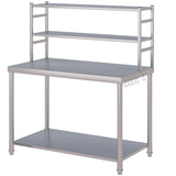 JFHID Stainless Steel Table with Overshelves 48"x24" with 2 Adjustable Tier Shelves Commercial Kitchen Prep Table Countertop Metal Work Table Workbench for Garage Home Restaurant Warehouse JFHID
