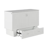 AFI, Nantucket Queen Murphy Bed Chest with Mattress, Storage Drawer and Built-In USB Charger, White AFI
