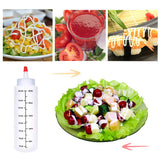 Baaxxango 12 Pack 8oz/240ml Plastic Squeeze Bottles,Scale Plastic Squirt Bottle,Polyethylene Durable Plastic with Red Tip Cap and Black Scale for Ketchup,Sauces,Syrup,Dressings,BBQ,Crafts and More Baaxxango