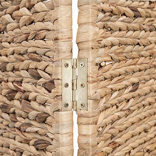 MyGift Handwoven Seagrass 3 Panel Room Divider Screen with Wood Frame, 6FT Folding Partition Room Divider, Brown 57.25''W x 70''H MyGift