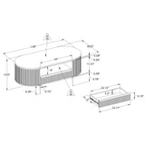 OKD Modern Luxury Fluted Coffee Table, 48" Oval Coffee Table with Drawer, Faux Marble Top, Curved Profile Design, Gold Metal Decor, Center Table for Living Room, Natural Oak OKD