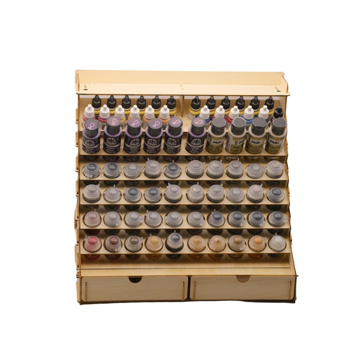 Craft Paint Storage-Modular Paint Organizer - Holds 74 Bottles of Paints, 14 Brushes, 2 Cabinets, and 6 Miniature Stands - Art Tool Storage Rack for Miniature Paint Set Sokipa