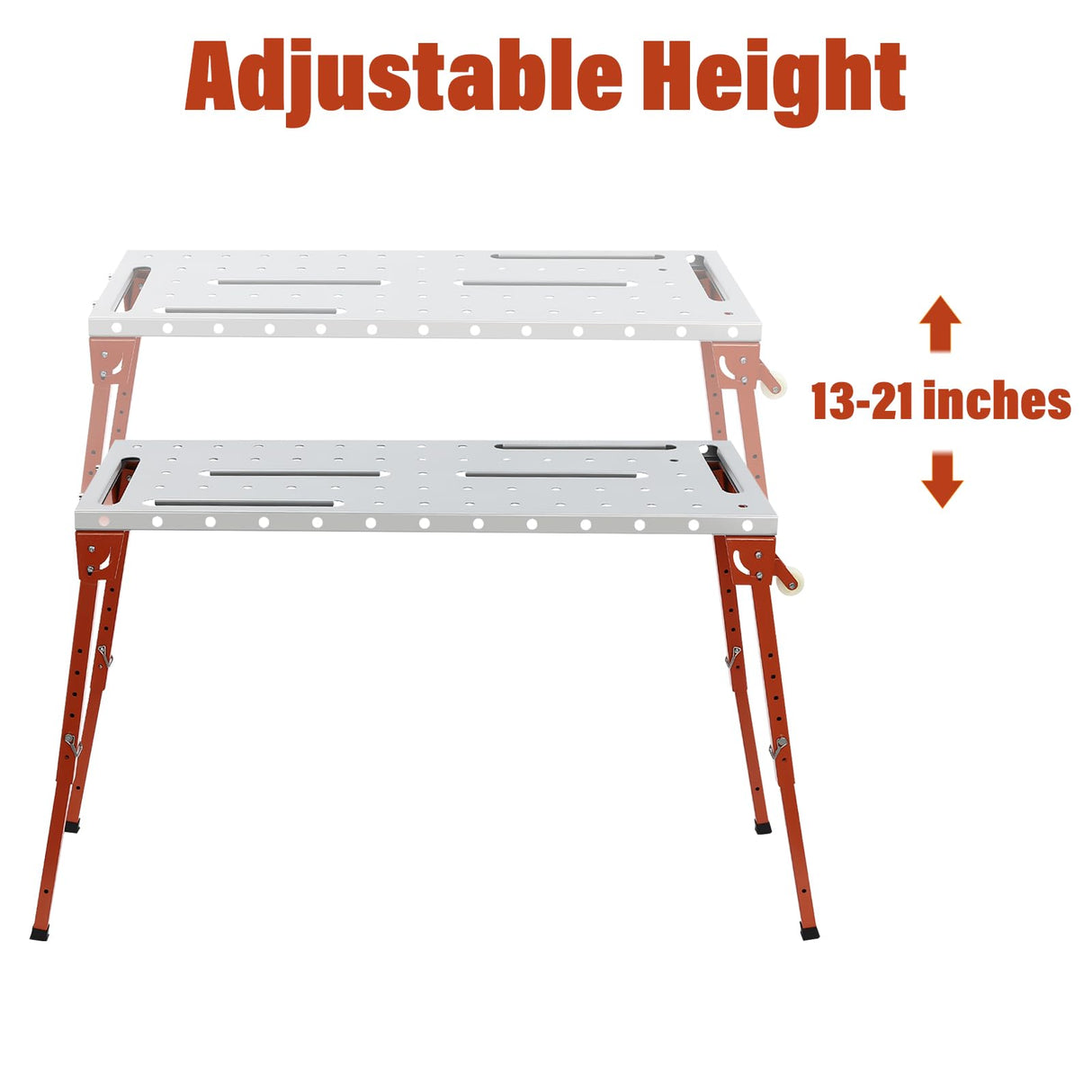 Portable Welding Table,Folding Steel Welding Workbench Table on Wheels,46 X 18in Tabletop,1000lbs Load Capacity,Adjustable Height ERAAND