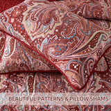 DJY Red Paisley Quilt Set California King Boho Bedspread 3 Pieces, Soft Lightweight Microfiber Coverlet Set Paisley Floral Pattern Bedding for All Season, 112"x96" DJY