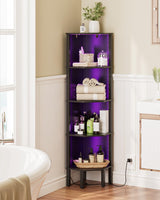 Acodaiuy Corner Shelf, 5 Tier Corner Bookshelf with LED Light,Wall Display Corner Shelf Stand with Storage Rack for Living Room,Bedroom,Office,Black Acodaiuy