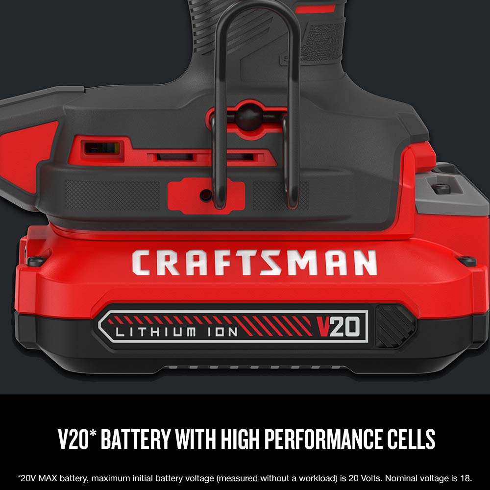 CRAFTSMAN V20 Cordless Finish Nailer Kit, Nail Gun, 16GA, 2-1/2 Nails, Battery and Charger Included (CMCN616C1) - WoodArtSupply