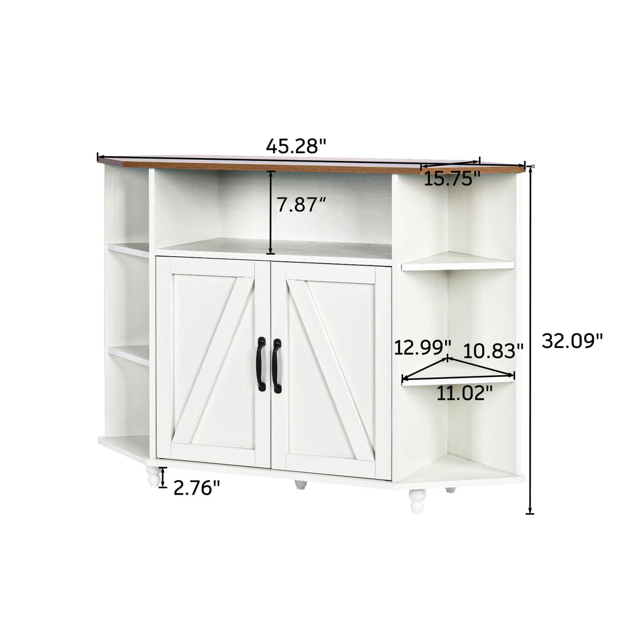 4 EVER WINNER Corner TV Stand for 55 Inch with LED Lights, Farmhouse Corner TV Cabinet with Adjustable Shelves, Corner Entertainment Center with Barn Doors for Living Room, White 4 EVER WINNER