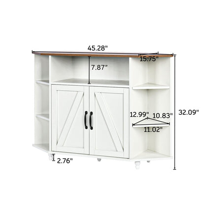 4 EVER WINNER Corner TV Stand for 55 Inch with LED Lights, Farmhouse Corner TV Cabinet with Adjustable Shelves, Corner Entertainment Center with Barn Doors for Living Room, White - WoodArtSupply