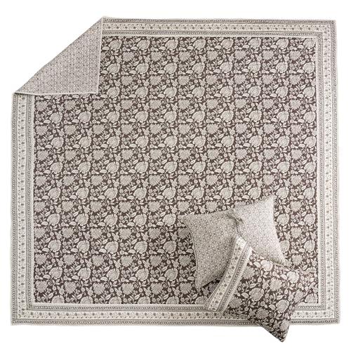 Levtex Home Adare Cocoa Reversible King/Cal King Quilt Set (106x92in) and 2 Pillow Shams (36x20in) - Floral Bedding - Brown Cream - Cotton King Size Quilt Bedding Set - Lightweight, Soft, Pre-Washed Levtex Home