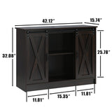 4 EVER WINNER Coffee Bar Cabinet with Storage, 42” Sideboard Buffet Cabinet with Sliding Barn Doors, Farmhouse Coffee Bar Station Table Liquor Wine Bar Cabinet with Shelves for Kitchen, Espresso 4 EVER WINNER