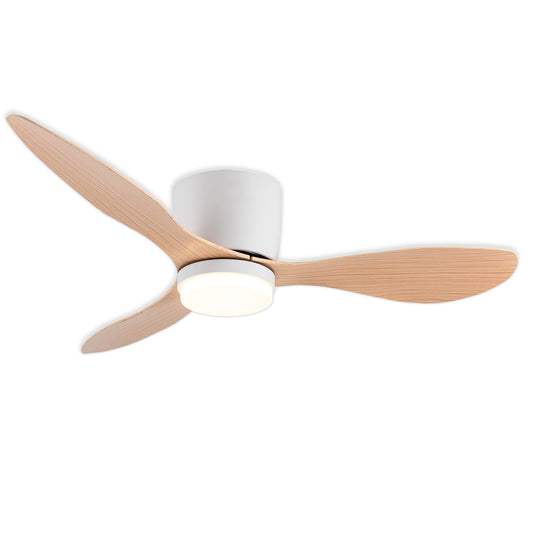 GESUM Ceiling Fan with Light, 42" Flush Mount Ceiling Fan Light with 3 Colors, 6 Speeds, Timing,Low Profile Ceiling Fan with Remote Control 3 Blades for Bedroom Dining Room (White Wood) - WoodArtSupply