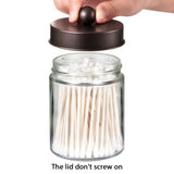 Amolliar Apothecary Jars Bathroom Storage Organizer - Cute Qtip Dispenser Holder Vanity Canister Jar Glass with Lid for Cotton Swabs,Rounds,Bath Salts,Makeup Sponges,Hair Accessories/Bronze (2 Pack) Amolliar