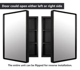 H & A Medicine Cabinet Bathroom Mirror, 24''x16'' Farmhouse Wood Frame Bathroom Medicine Cabinet with Mirror, Vanity Mirrors Recess or Surface Mounted Installation (Black) H & A