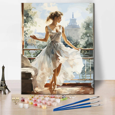 TUMOVO Paint by Numbers Kit for Adults, Adult Paint by Number - Elegant Dancing Bride Romantic Ballroom DIY Painting by Numbers, Relaxing Arts and Crafts for Adults(16x20 Inch) TUMOVO