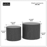 LyuHome Round Coffee Table Set of 2, Nesting Coffee Table and End Table Set Wood Small Circle Drum Side Table for Living Room Office, No Assembly LyuHome