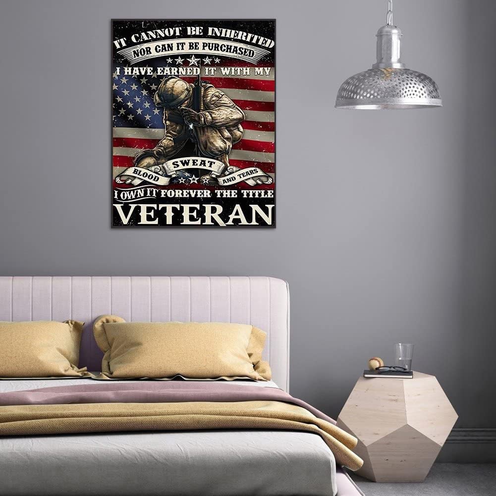 5D Diamond Art Painting by Number Kits 4th of July Full Drill Patriotic Military Army America 16x20 Inch Round Drill Diamond Art Adults Crafts Cross Stitch Wall Decor WoodArtSupply