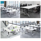 Conference Table,Modern Office Folding Flip Top Mobile Training Table The Table with Wheels is Convenient and Fast,Suitable for Office,Meeting Room,classr White,1pack(47.2×23.6×29.5in) UDHSV