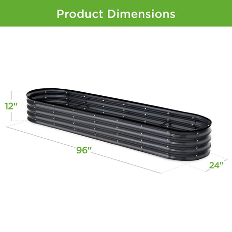 Best Choice Products 8x2x1ft Outdoor Metal Raised Garden Bed, Oval Deep Root Planter Box for Vegetables, Flowers, Herbs, and Succulents w/ 108 Gallon Capacity - Charcoal Best Choice Products