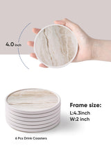 LIFVER Coasters for Coffee Table, Coasters for Drinks Absorbent, Drink Coasters, Housewarming Gift, Home Decor, Set of 6, Farmhouse Coaster Set with Holder, 4 Inches, Sandstone Style LIFVER