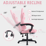 Ferghana Gaming Chairs with Footrest,Computer Game Chair,Massage Gaming Chairs,Christmas,Xmas Gift,PC Gaming Chairs for Adults Teens for Gaming Live Streaming Room(Pink,Racing Version) Ferghana