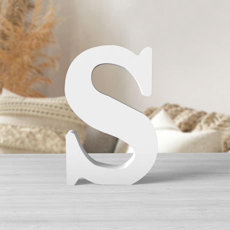 Zaruatu 6 Inch White Wood Letters Unfinished Wood Letters for Wall Decor Decorative Standing Letters White Block Letters for Wall Decoration for Craft Home Party Projects (S) Zaruatu