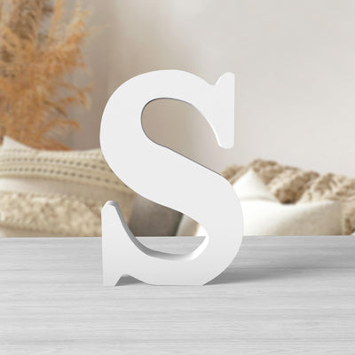 Zaruatu 6 Inch White Wood Letters Unfinished Wood Letters for Wall Decor Decorative Standing Letters White Block Letters for Wall Decoration for Craft Home Party Projects (S)