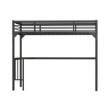 HomJoones Metal Loft Bed,Metal Twin Loft Bed Frame,Mattress Foundation,Space-Saving,Noise Free, for Adults/Teens,No Box Spring Needed,Easy Assembly,Twin (Black) HomJoones
