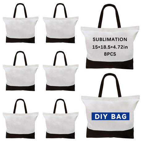 ORJ 8 PCS Sublimation Tote Bags,polyester tote bags for sublimation, blank canvas tote bags for Custom picture 15 * 18.5 * 4 in ORJ