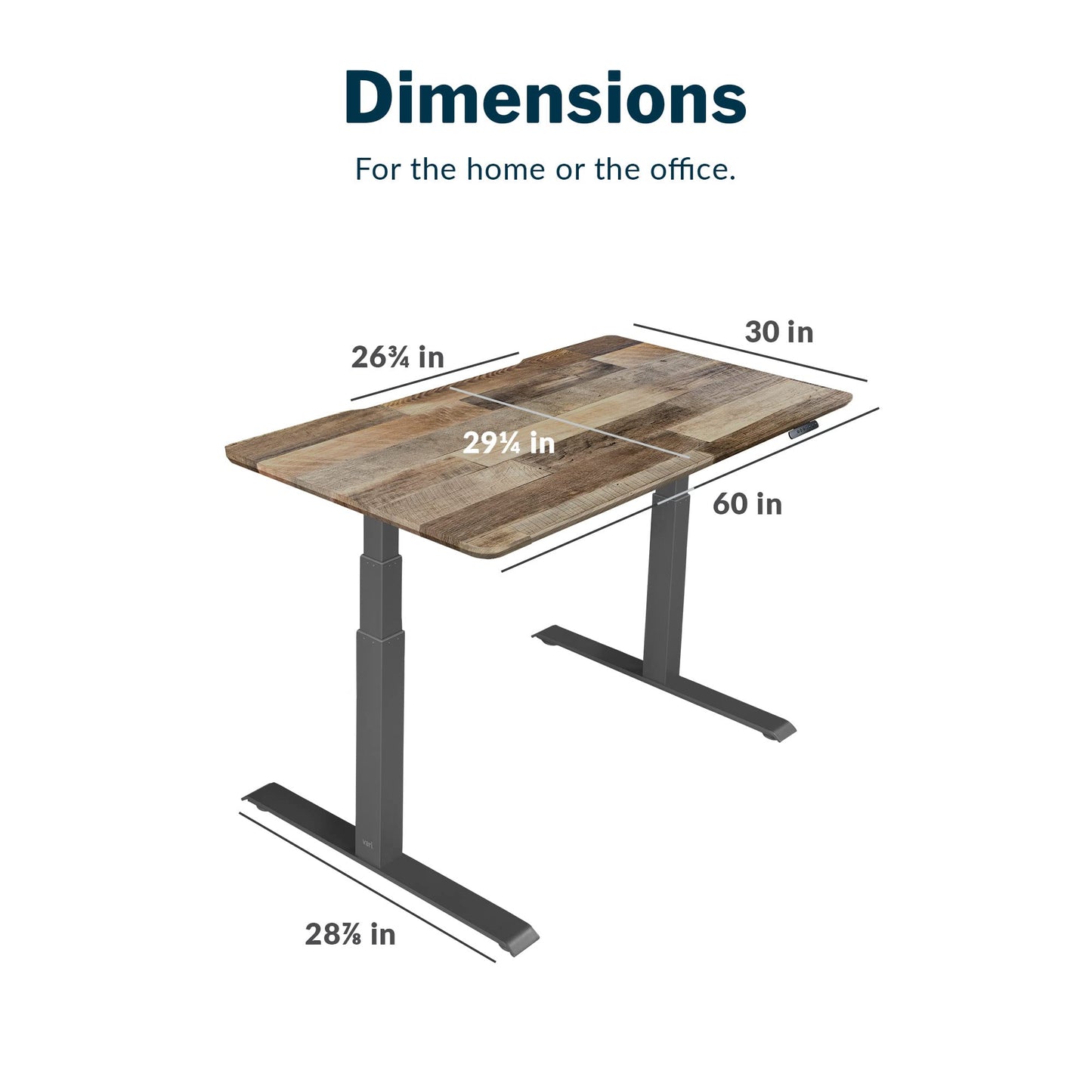 Vari Electric Standing Desk - 60x30 Varidesk, Adjustable Height Stand Up Desk - Dual Motor with Memory Presets, Stable T-Style Legs- Home Office Essentials Computer Desk - Reclaimed Wood - WoodArtSupply