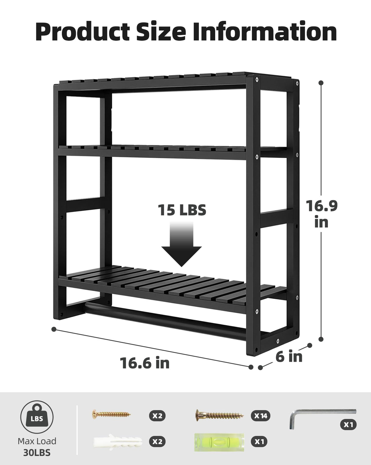 Galood Over The Toilet Storage Bathroom Shelves Wall Mounted 3 Tier Space Saver Corner Shelf Organizer Bamboo Towel Rack Toilet Paper Cabinet with Hanging Rod Black Galood
