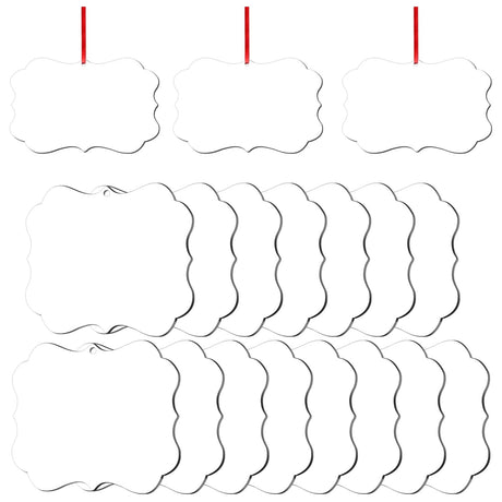 SAVITA 15pcs Sublimation Blank Pendants, MDF Personalized Sublimation Pendant with Red Hanging Ribbons Blank Discs Halloween Christmas Ornaments DIY Creation Supplies SAVITA