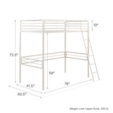 DHP Tommy Twin Metal Loft Bed, Off White DHP